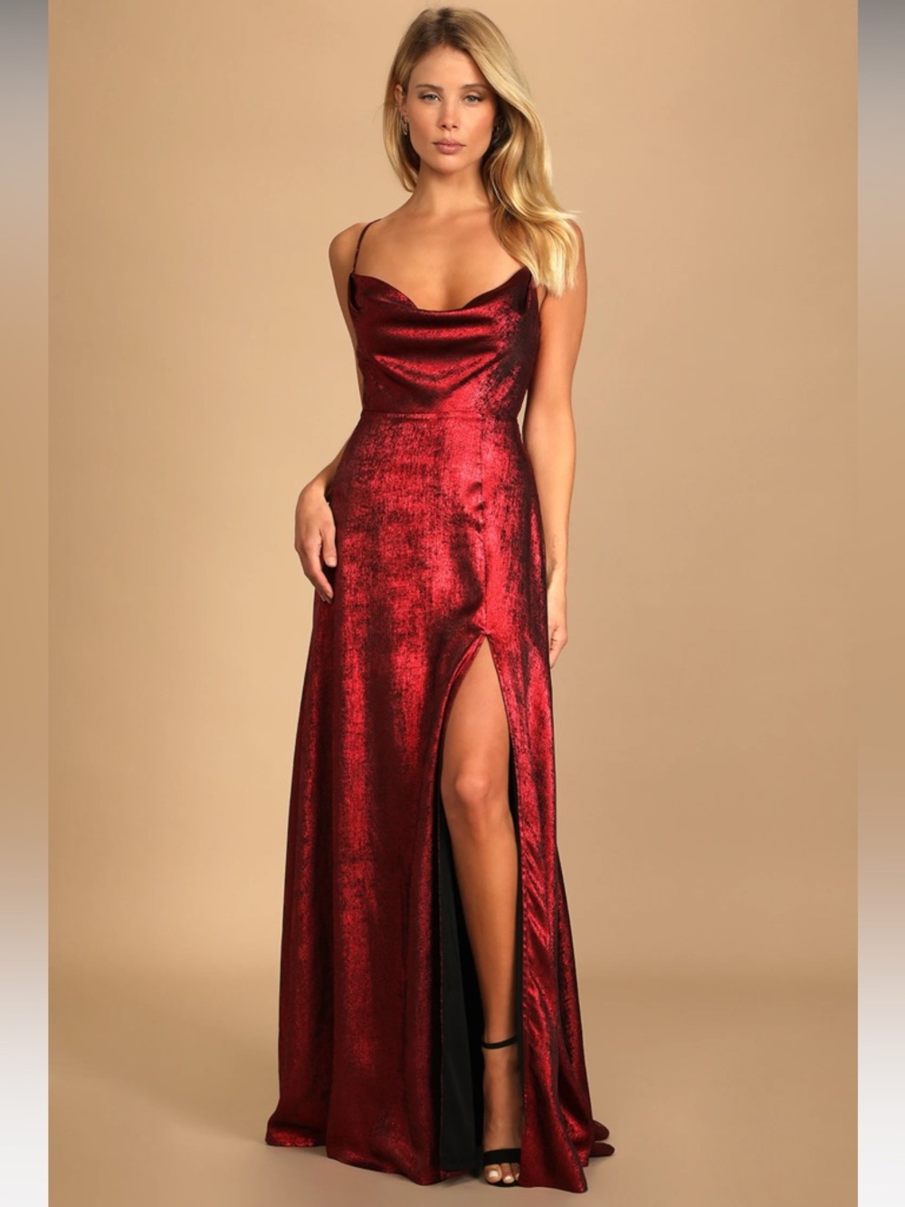 Shining Just For You metallic red dress